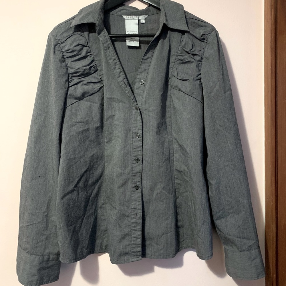 FRED DAVID Petite Grey Blouse